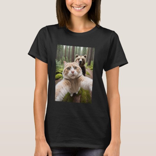 Grappige Kat Beer De Laatste Selfie T-shirt (Voorkant)