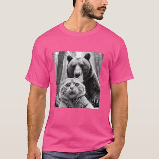 Grappige kat Beer De laatste selfie T-shirt (Voorkant)
