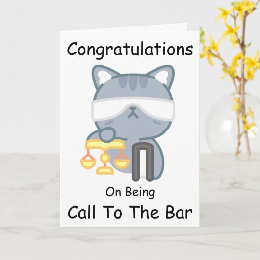 Grappige kat bel naar de bar felicitatiekaarten kaart (Gele Bloem)