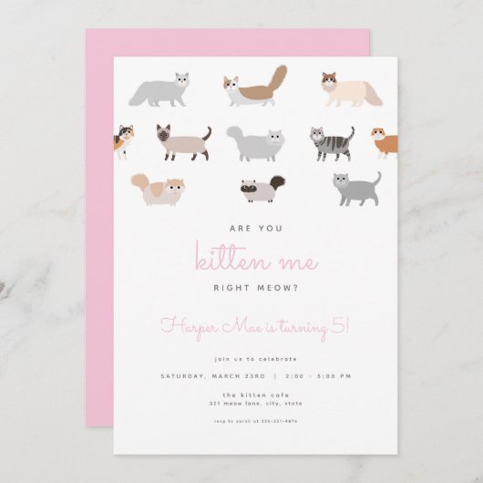 Grappige kat ben je kitten me verjaardag uitnodigi kaart (Voorkant / Achterkant)