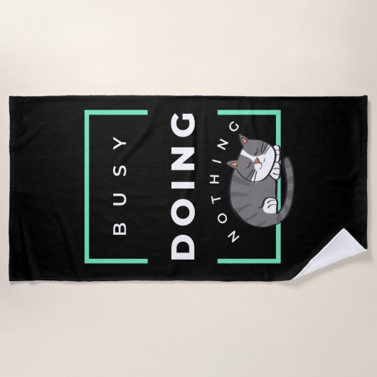 GRAPPIGE KAT BEZIG MET NIETS DOEN STRANDLAKEN (Voorkant)