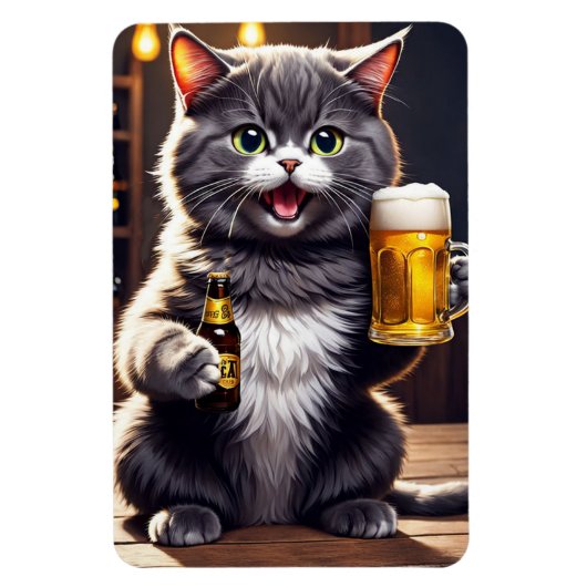 Grappige Kat Bier Magneet - Koelkast Grappige Cade (Verticaal)