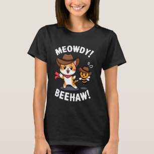 Grappige Kat Bij Pun Cowboy Meowdy Beehaw T-shirt