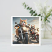 Grappige kat bikers, katten op motorfietsen verjaa kaart (Staand voorkant)