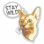 Grappige Kat Blijf Wild Dier Huisdier Kitty Sticker (Voorkant)