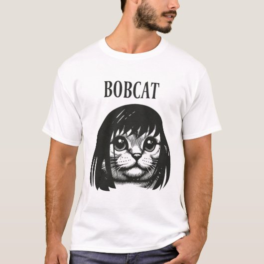 Grappige kat Bob kapsel Bobcat Humorous Cats Cat L T-shirt (Voorkant)