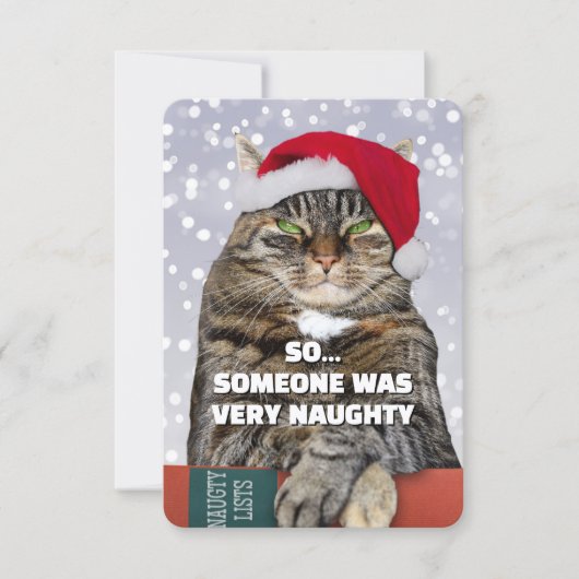Grappige kat boos op jou kerstkaart bedankkaart (Voorkant)