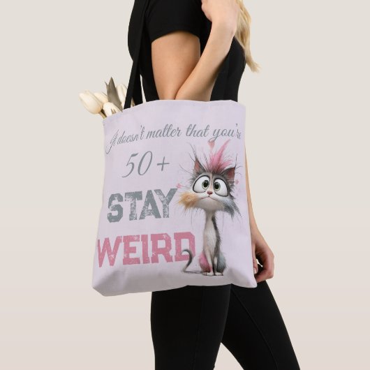 Grappige kat boven de 50 tote bag (Dichtbij)