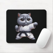 Grappige kat Britse Korthaar Dragen Karate Gi Blac Muismat (Met muis)