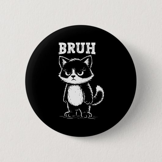 Grappige Kat Bruh Meme Sarcastisch Dier Cool Kat L Ronde Button 5,7 Cm (Voorkant)