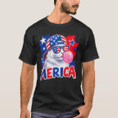 Grappige kat bubblegum 4 juli mannen vrouwen ameri t-shirt (Voorkant)