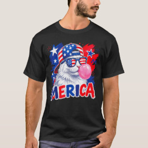 Grappige kat bubblegum 4 juli mannen vrouwen ameri t-shirt