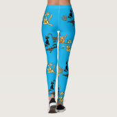 Grappige kat cartoon blauwe leggings (Achterkant)