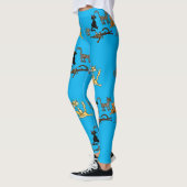 Grappige kat cartoon blauwe leggings (Links)