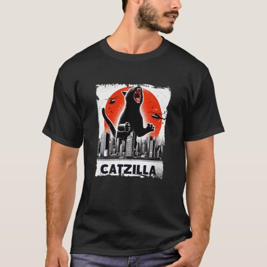 Grappige Kat Catzilla Kat Japans T-shirt (Voorkant)