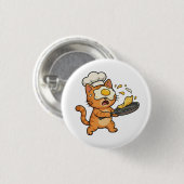 Grappige Kat Chef Knop Ronde Button 3,2 Cm (Voorkant /achterkant)