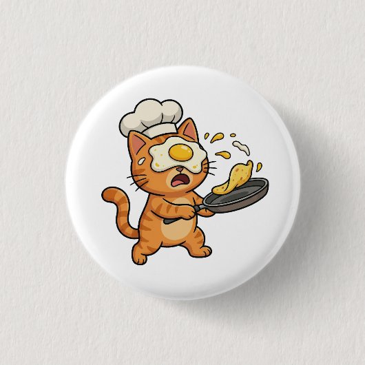 Grappige Kat Chef Knop Ronde Button 3,2 Cm (Voorkant)