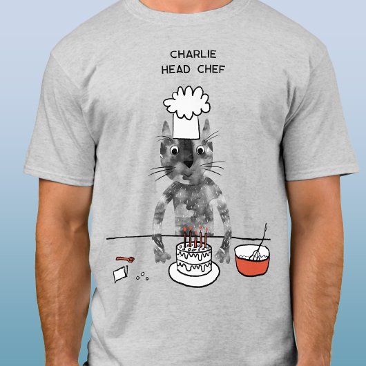 Grappige kat chef persoonlijk hoofd kok koken t-shirt