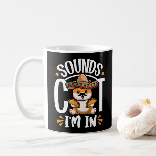 Grappige kat Cinco de Mayo Gift Sombrero Tacos Lov Koffiemok (Met donut)