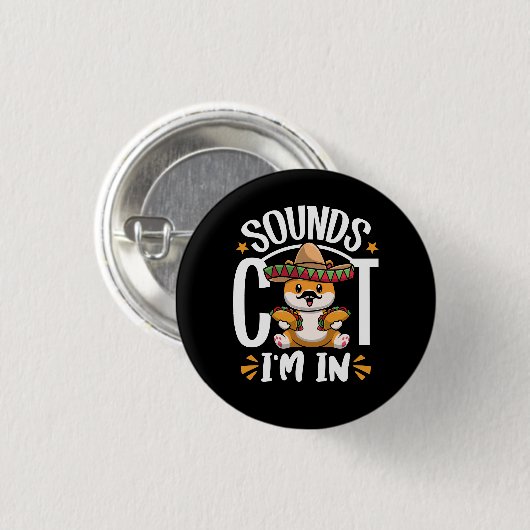 Grappige kat Cinco de Mayo Gift Sombrero Tacos Lov Ronde Button 3,2 Cm (Voorkant /achterkant)