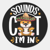 Grappige kat Cinco de Mayo Gift Sombrero Tacos Lov Ronde Sticker (Voorkant)