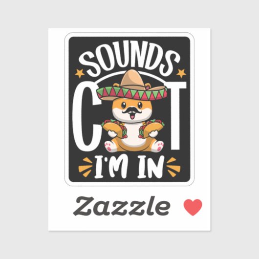 Grappige kat Cinco de Mayo Gift Sombrero Tacos Lov Sticker (Vel)