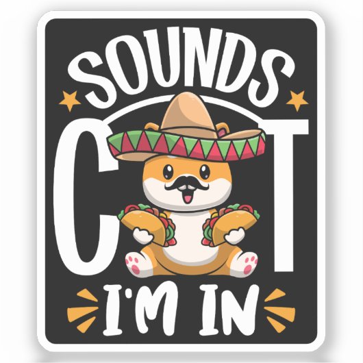 Grappige kat Cinco de Mayo Gift Sombrero Tacos Lov Sticker (Voorkant)