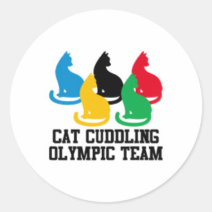 Grappige kat citaat kat knuffelen Olympische team  Ronde Sticker