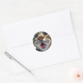 Grappige kat close-up | Goofy Schattigee Cat Art Ronde Sticker (Envelop)