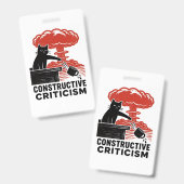 Grappige kat constructieve kritiek Linocut Meme Badge (Voor- en achterkant)