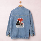 Grappige kat constructieve kritiek linocut meme denim jacket (Hangar)