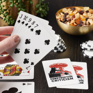 Grappige kat constructieve kritiek Linocut Meme Pokerkaarten