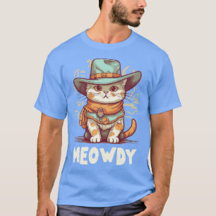 Grappige Kat Cowboy Cowgirl Meow Howdy Meowdy 3 T-shirt