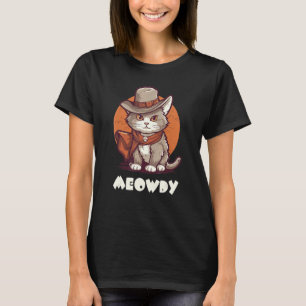 Grappige Kat Cowboy Cowgirl Meow Howdy Meowdy T-shirt