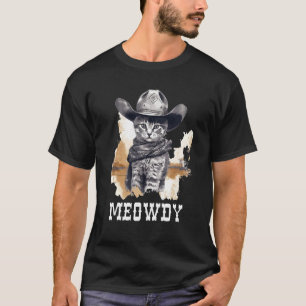 Grappige Kat Cowboy Cowgirl Meow Howdy Meowdy T-shirt