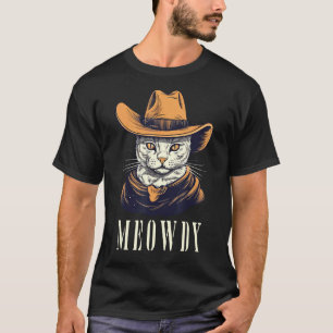 Grappige Kat Cowboy Cowgirl Meow Howdy Meowdy T-shirt