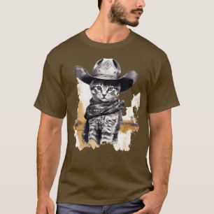 Grappige kat cowboy cowgirl miauw howdy meowdy t-shirt