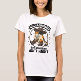 Grappige Kat Cowboy Hoed Iced Koffie Niet-gediagno T-shirt