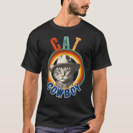Grappige Kat Cowboy Retro T-shirt