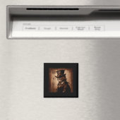 Grappige Kat Cowboy Steampunk Magneet (Insitu (Vaatwasser))