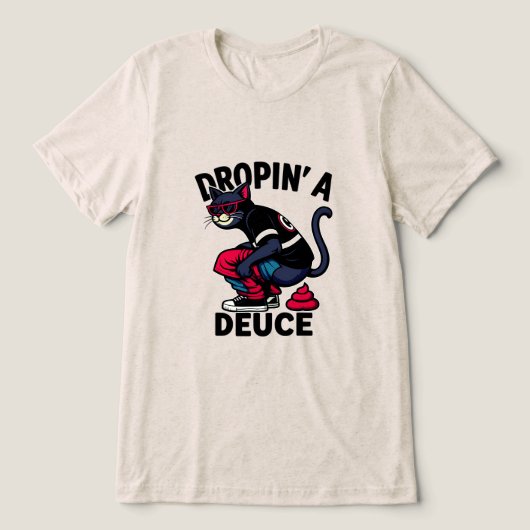 Grappige kat crapping Tri-Blend shirt (Design voorkant)