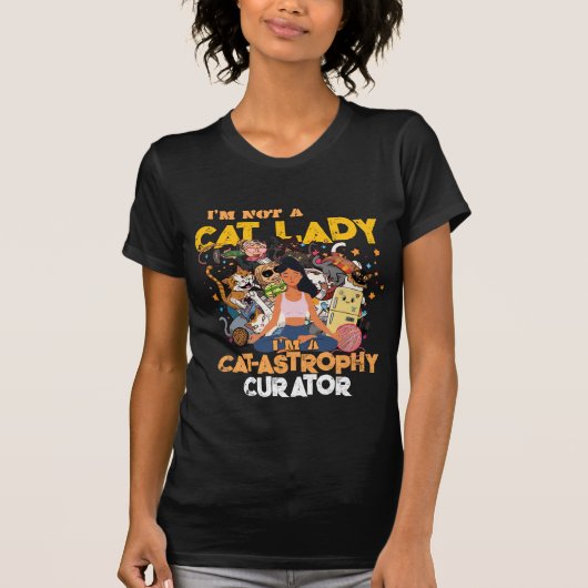 Grappige Kat Dames Catastrofe Curator T-shirt (Voorkant)