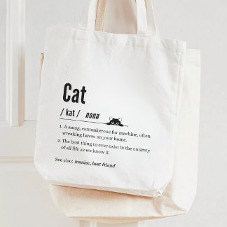 Grappige Kat Definitie Zwart-wit Huisdier Ouders Tote Bag