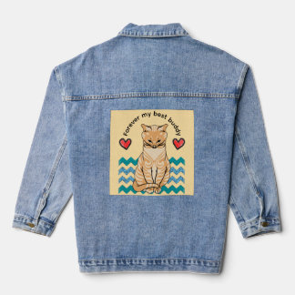 grappige kat denim jacket