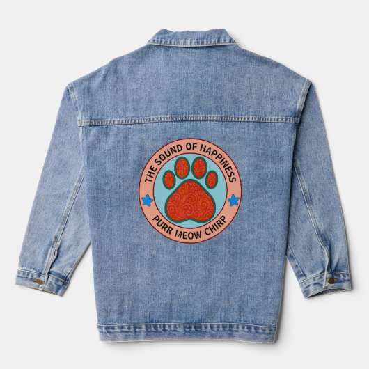 grappige kat denim jacket (Achterkant)