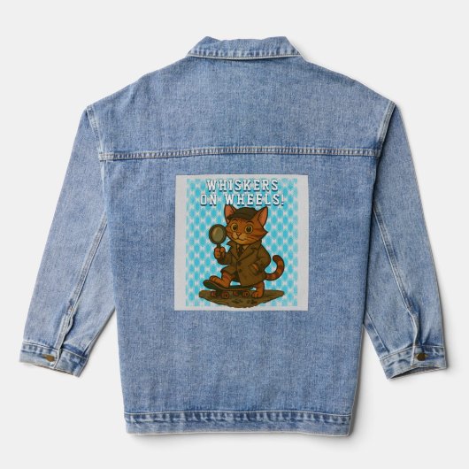 grappige kat denim jacket (Achterkant)