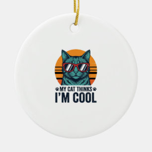 Grappige Kat Denkt Dat Ik Cool Ben Vintage Keramisch Ornament