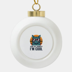 Grappige Kat Denkt Dat Ik Cool Ben Vintage Keramische Bal Ornament