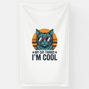 Grappige Kat Denkt Dat Ik Cool Ben Vintage Spandoek
