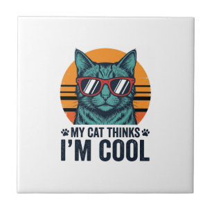 Grappige Kat Denkt Dat Ik Cool Ben Vintage Tegeltje
